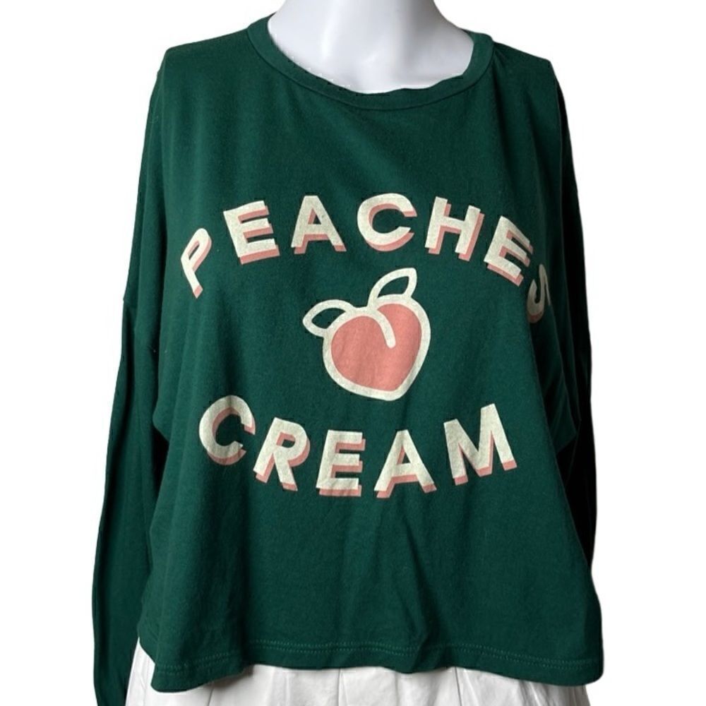 Rock Rose Couture Peaches & Cream Casual Long Sleeve Shirt Green Size Small
